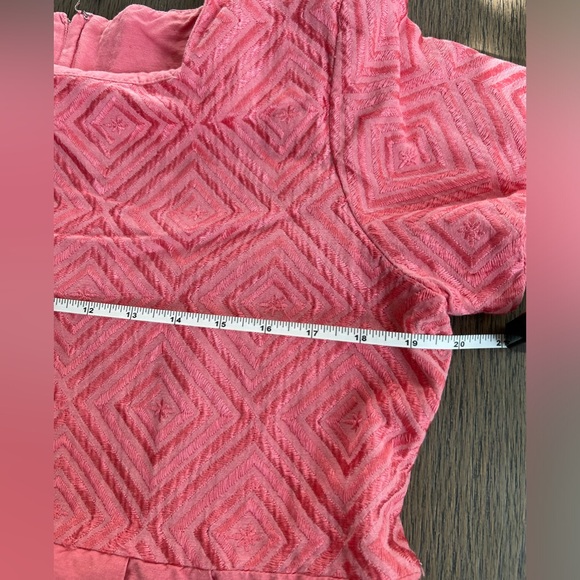 VTG Linen Blend Sarah Elizabeth Pink Pleated Square Neck Tie Waist Maxi Dress - Picture 10 of 16